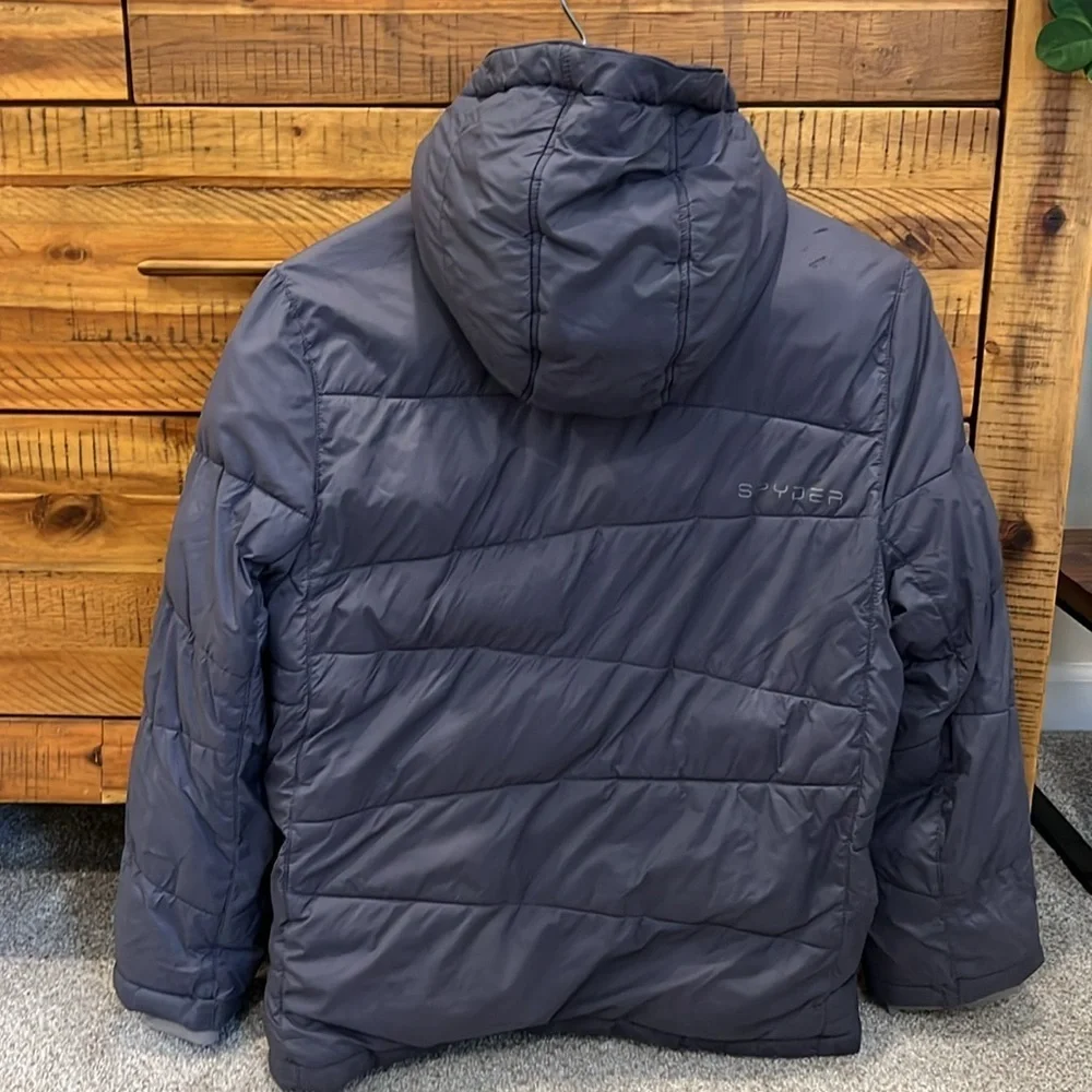 Spyder Full Zip Puffer Jacket Boys Frontier Hooded Long Sleeve